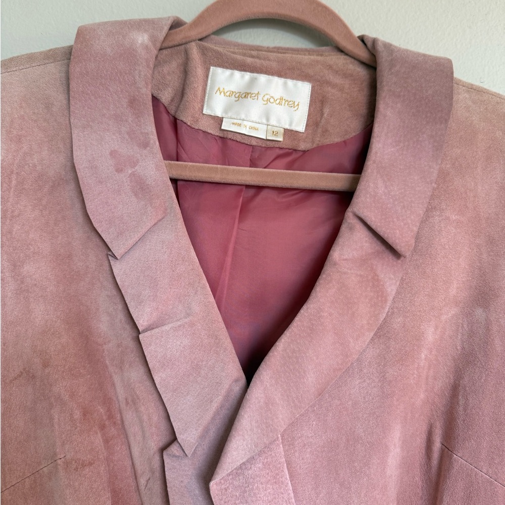 Vintage Dust Pink Leather Women's Ruffle Coat - Picture 2 of 6